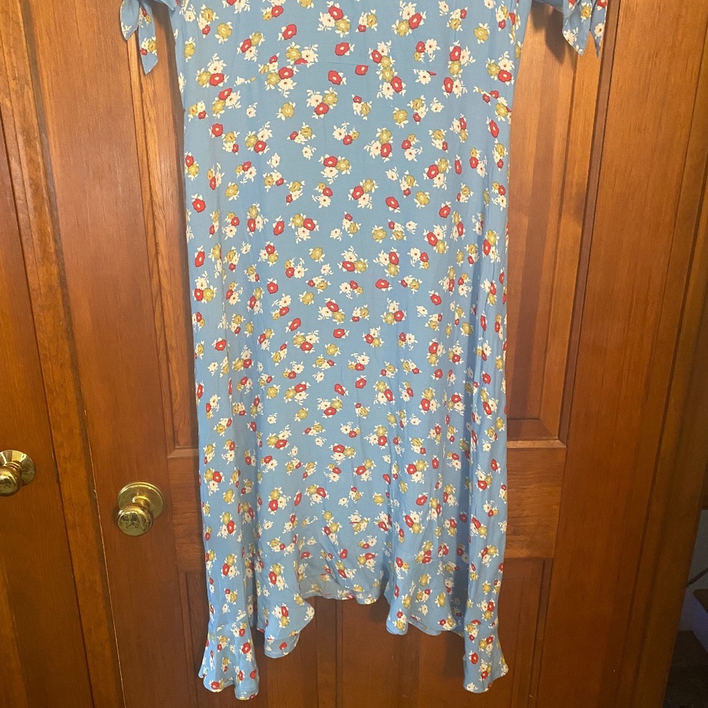 Anthropologie Faithfull The Brand Erin Floral Midi Dress Jasmin Blue Floral 6/M - Picture 8 of 14